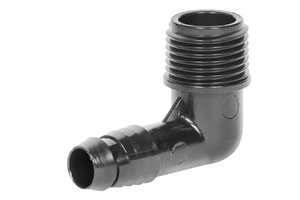 HU szórófejbekötő könyök HSBE 16mm x 1/2 fekete,